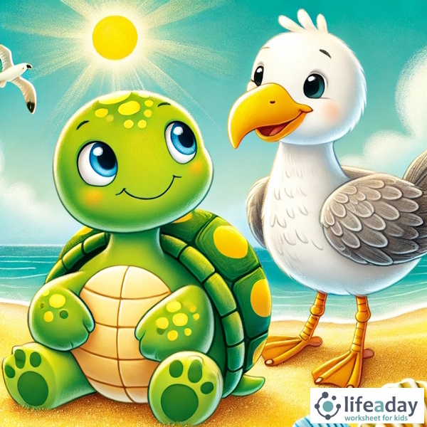 การ์ตูนสำหรับเด็ก ในรูปแบบ นิทานการ์ตูนสองภาษา เรื่อง The Brave Little Turtle หน้า 8
